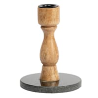 Wooden Taper Candle Holder with Marble Base, 5"