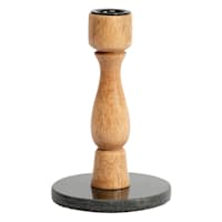 Wooden Taper Candle Holder with Marble Base, 6"