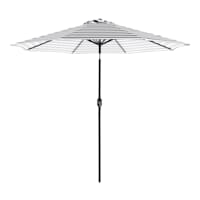 Black Awning Stripe Crank & Tilt Round Patio Umbrella, 9'