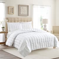 Providence 3-Piece White Embroidered Quilt Set, Full/Queen