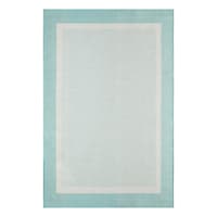 (E516) Fifer Aqua Border Outdoor Area Rug, 5x7