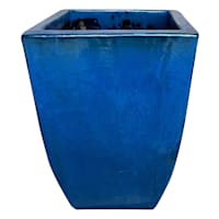 Blue Tall Ceramic Tapered Outdoor Planter, Large