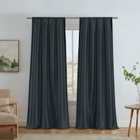 Jordana Black Thermal Weave Room Darkening Curtain Panel, 84"