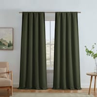 Faye Olive Thermal Weave Room Darkening Curtain Panel, 84"