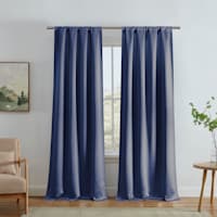 Alyssa Blue Thermal Weave Room Darkening Curtain Panel, 84"