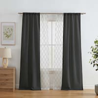 4-Pack Ryder & Northport Black Embroidered Light Filtering Curtain Panels, 84"
