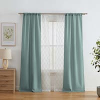 4-Pack Ryder & Northport Aqua Embroidered Light Filtering Curtain Panel Set, 84"