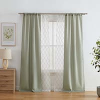 4-Pack Ryder & Northport Sage Embroidered Light Filtering Curtain Panel Set, 84"