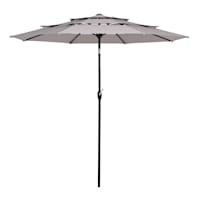 3-Tier Grey Crank & Tilt Round Patio Umbrella, 9'