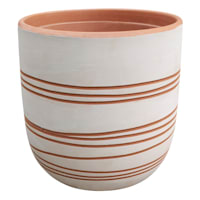Indoor White Carved Clay Pot, Large