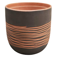 Indoor Grey Carved Clay Pot, Large
