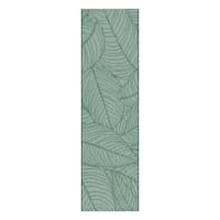 (E518) Found & Fable Teal Palm Bay Leaves Outdoor Runner, 2x7