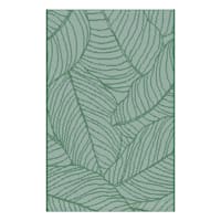 (E518) Found & Fable Teal Palm Bay Leaves Outdoor Accent Rug, 3x4