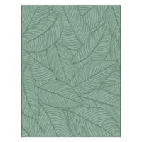 (E518) Found & Fable Teal Palm Bay Leaves Outdoor Area Rug, 5x7