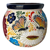 Hand Painted Talavera Butterfly Outdoor Planter, Medium