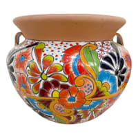 Hand Painted Talavera Natural Bean Outdoor Planter, Small