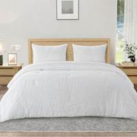 Crosby St. 3-Piece White Washed Cotton Waffle Comforter Set, Full/Queen