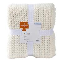 Honeybloom Ivory Sweater Knit Bed Blanket, Full/Queen
