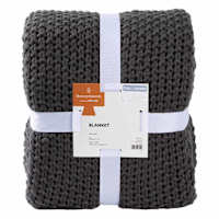 Honeybloom Dark Grey Sweater Knit Bed Blanket, Full/Queen