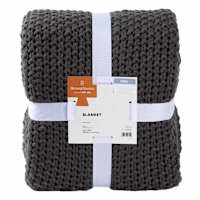 Honeybloom Dark Grey Sweater Knit Bed Blanket, King