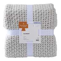 Honeybloom Light Grey Sweater Knit Bed Blanket, Full/Queen