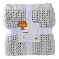 Honeybloom Light Grey Sweater Knit Bed Blanket, King