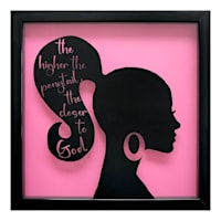 Glass Framed Ponytail Silhouette Wall Art, 13"