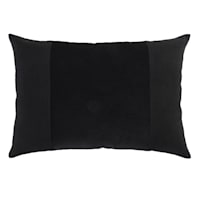 Crosby St. Black Cotton Slub & Velvet Throw Pillow, 14x20