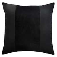 Crosby St. Black Cotton Slub & Velvet Throw Pillow, 18"