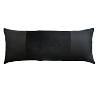 Crosby St. Black Cotton Slub & Velvet Throw Pillow, 14x36
