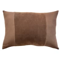 Crosby St. Brown Cotton Slub & Velvet Throw Pillow, 14x20