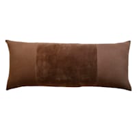 Crosby St. Brown Cotton Slub & Velvet Throw Pillow, 14x36