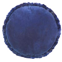 Providence Blue Round Throw Pillow with Fringe, 16"