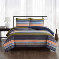3-Piece Multicolor Striped Quilt Set, Full/Queen