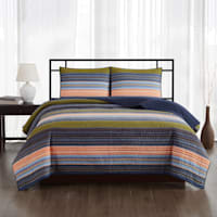 3-Piece Multicolor Striped Quilt Set, King