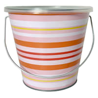 Pink Striped Metal Citronella Bucket Candle, 12oz