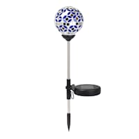 Solar Blue Mosaic Globe Pathway Light