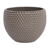 Indoor Hammer Shiny Taupe Bowl Pot, Small