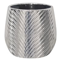 Indoor Chevron Silver Metallic Pot, Small
