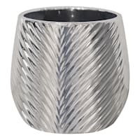 Indoor Chevron Silver Metallic Pot, Medium