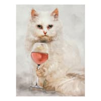 Wine Lives Cat Art, 6x8