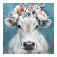 Flower Crown Cow Art, 8"