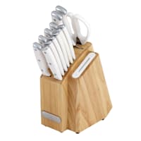 Farberware 14-Piece Slim Cutlery Block Set, White