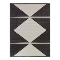 (E491) Crosby St. Fresno Black & Natural Diamond Outdoor Area Rug, 5x7