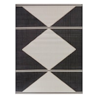 (E491) Crosby St. Fresno Black & Natural Diamond Outdoor Area Rug, 8x10
