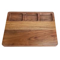 Wooden Cutting Board with 3 Sorting Compartments
