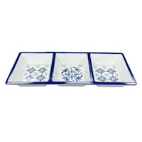 3-Section Blue Mosaic Melamine Serving Tray