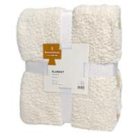 Honeybloom Natural Stripe Cozy Knit Bed Blanket, Twin/Twin XL
