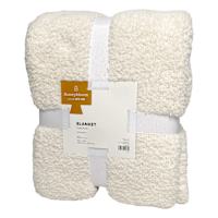 Honeybloom Natural Stripe Cozy Knit Bed Blanket, Full/Queen