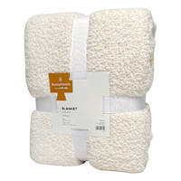 Honeybloom Natural Stripe Cozy Knit Bed Blanket, King